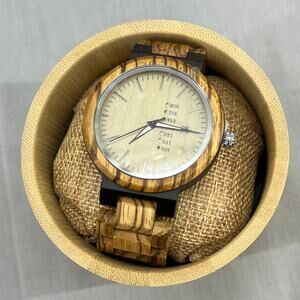 The Wood Forest Nova Wooden Wrist Watch -Tan Ebony-Zebra Wood-Men Watch-Big Face